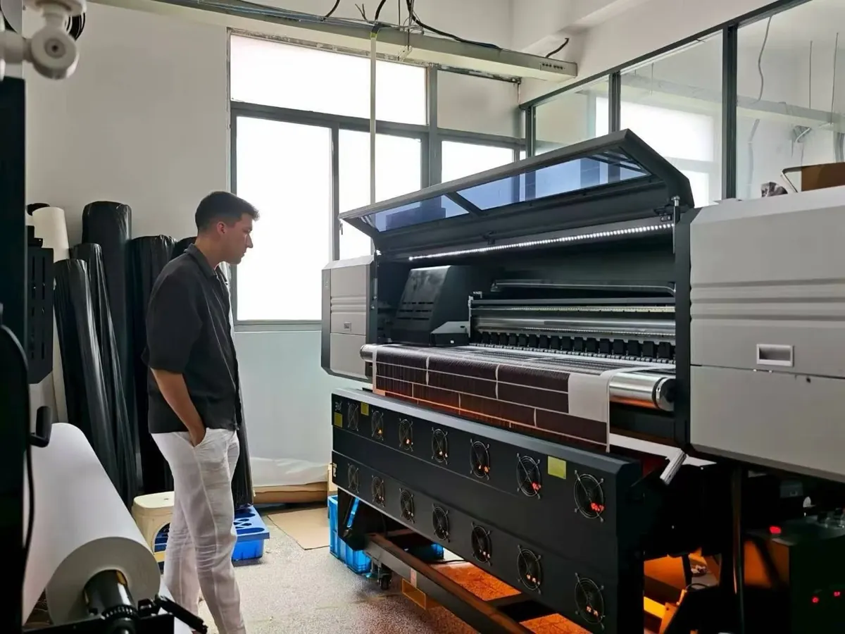 Checking the sublimation printer on a factory visit